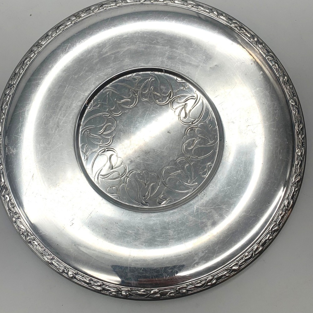 Vintage Wm A Rogers Silverplate Serving Tray 10" Meadowbrook Bar Cart Decor‎